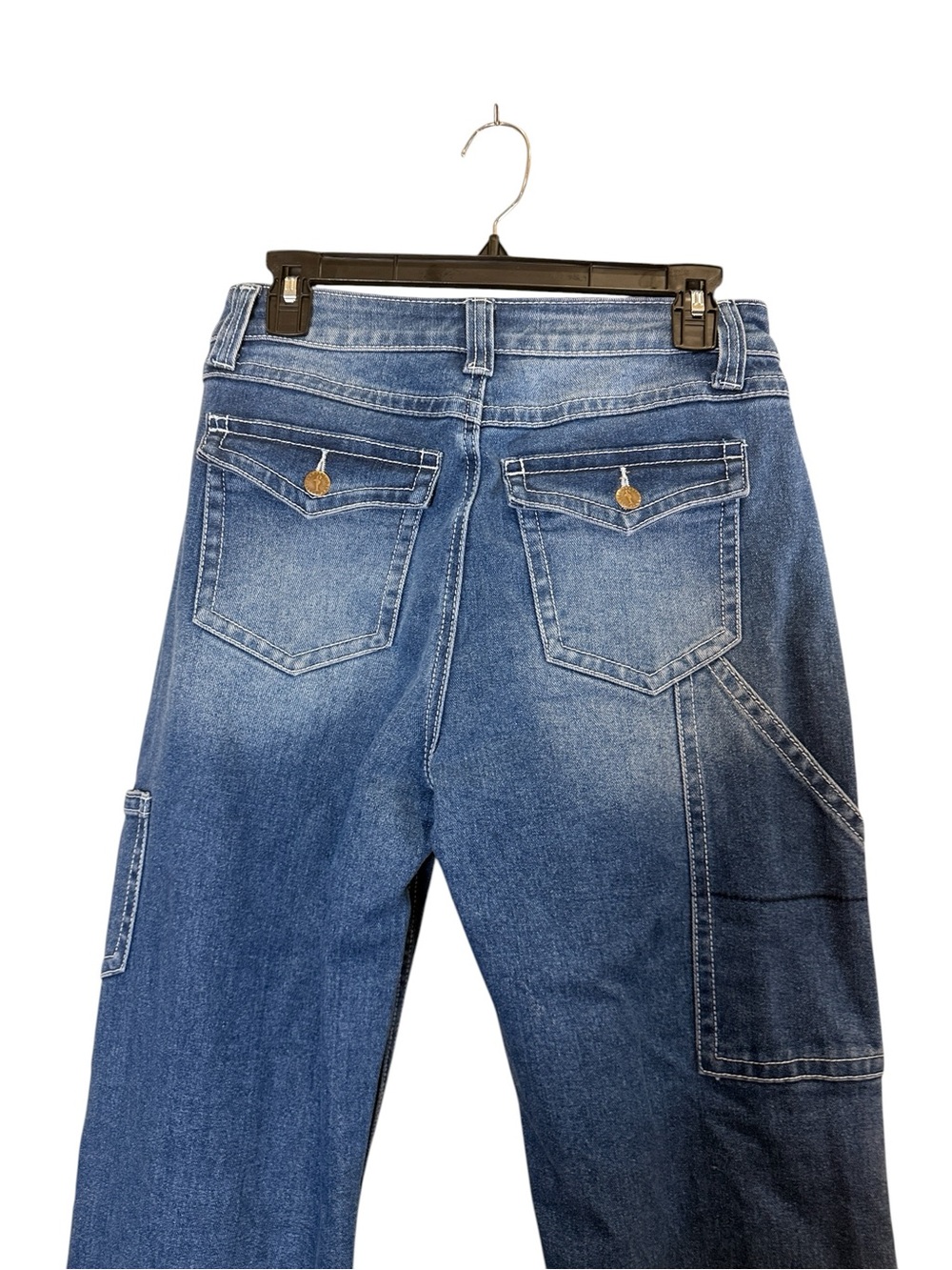 Flamingals Women's Boot-Cut Retro Utility Style Jeans in Medium Blue Wash Sz M - Picture 4 of 12
